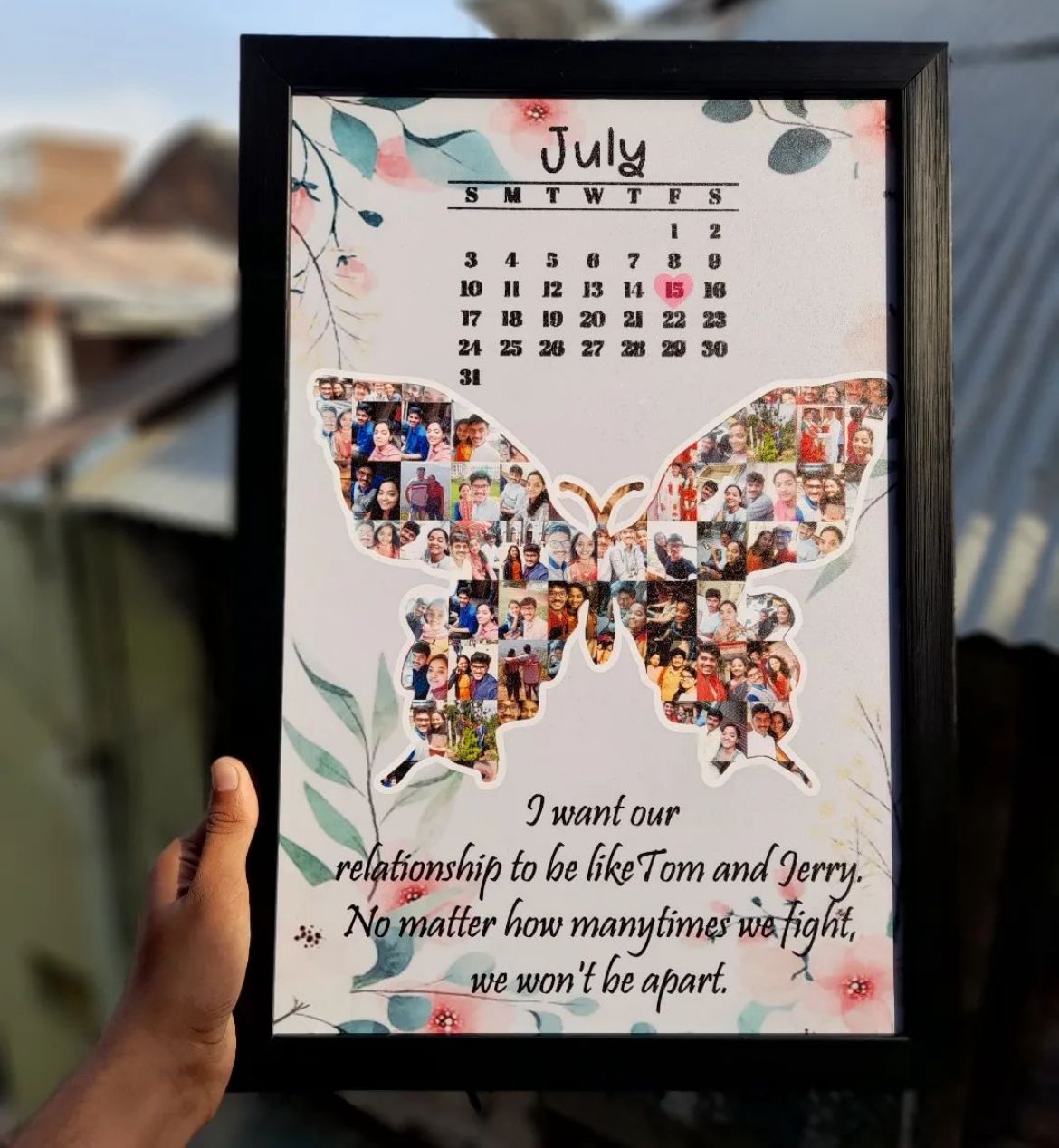 Butterfly love frame collage photo with Personalised message frame Gift photo frame