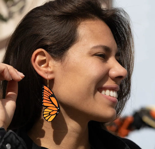 Wooden Butterfly Wing Earrings - sustainable wooden earrings from alderwood, wooden jewelry, butterfly wing earrings, wooden butterfly wings